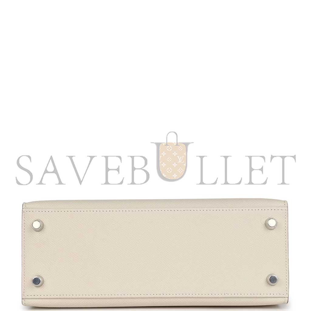 HERMÈS KELLY SELLIER 25 CRAIE EPSOM PALLADIUM HARDWARE (25*17*7cm)