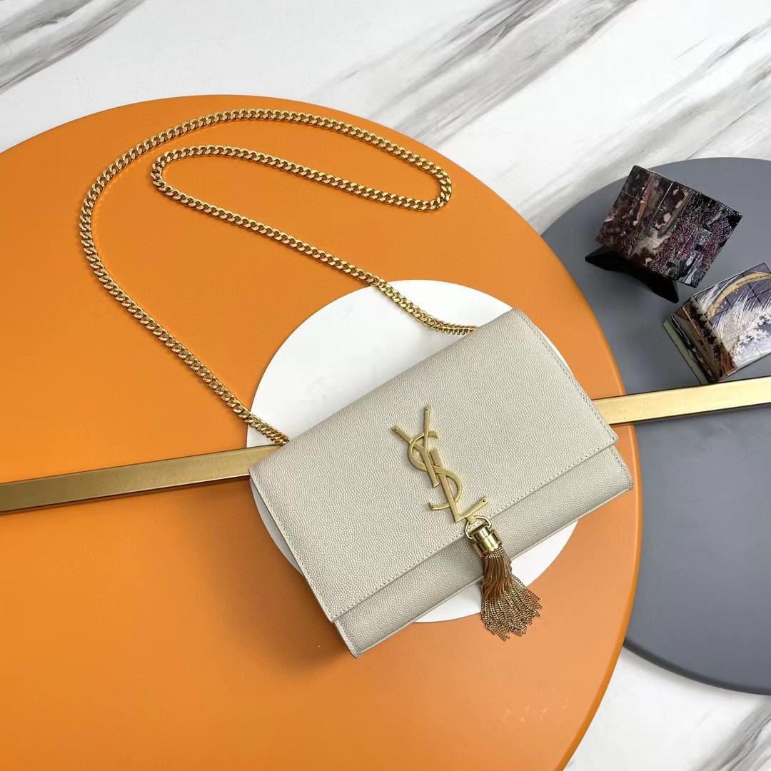 TOP Yves Saint Laurent YSL Kate Tassel Bag 20x12.5x5cm - Beige
