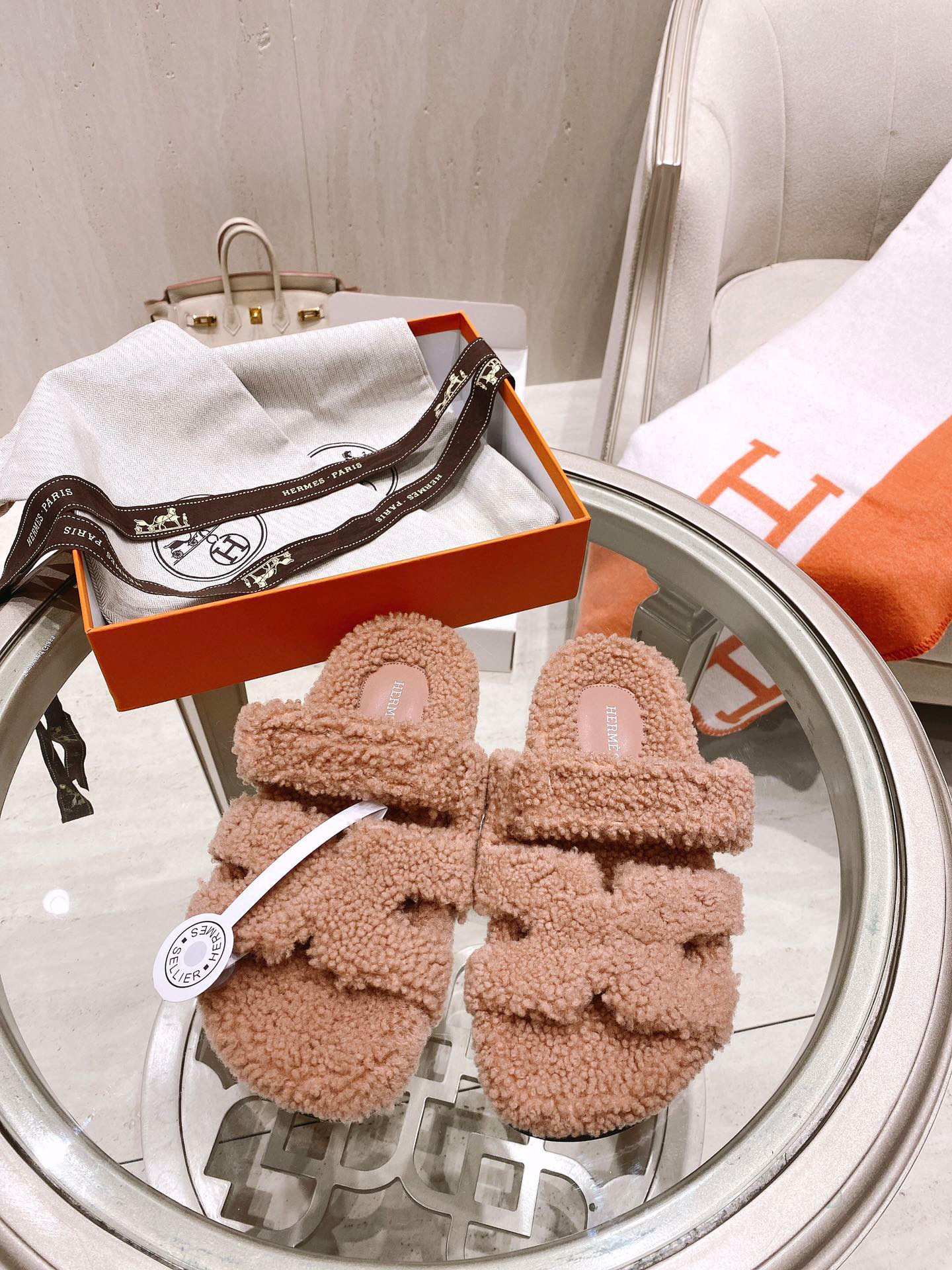 TOP HERMES Chypre Fur Sandal - 10 Colours