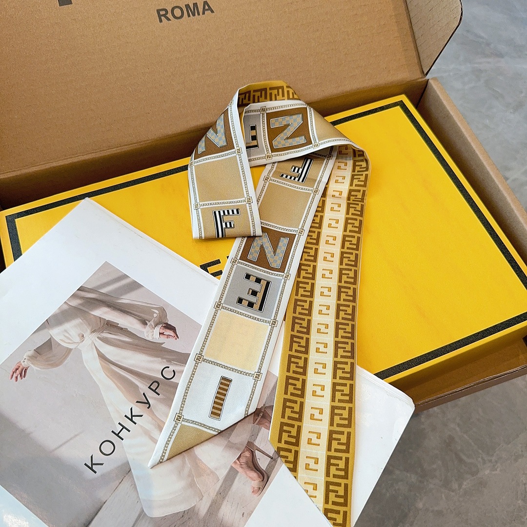 TOP FENDI FF Twilly Scarf 100 x 5 cm - Brown