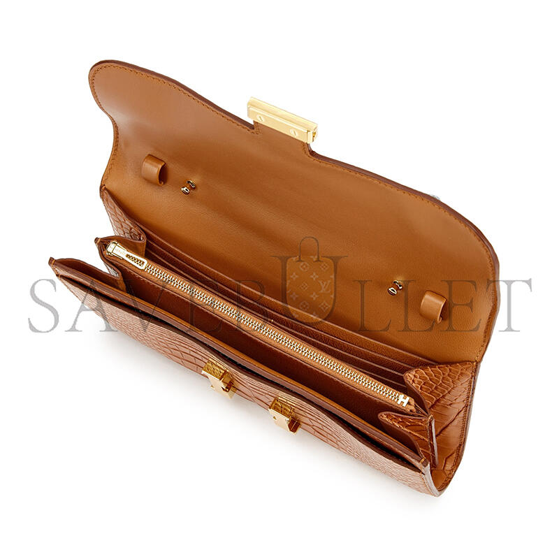 HERMES GOLD MATTE ALLIGATOR CONSTANCE-TO-GO GOLD HARDWARE 436572 (20.5*13*3cm)