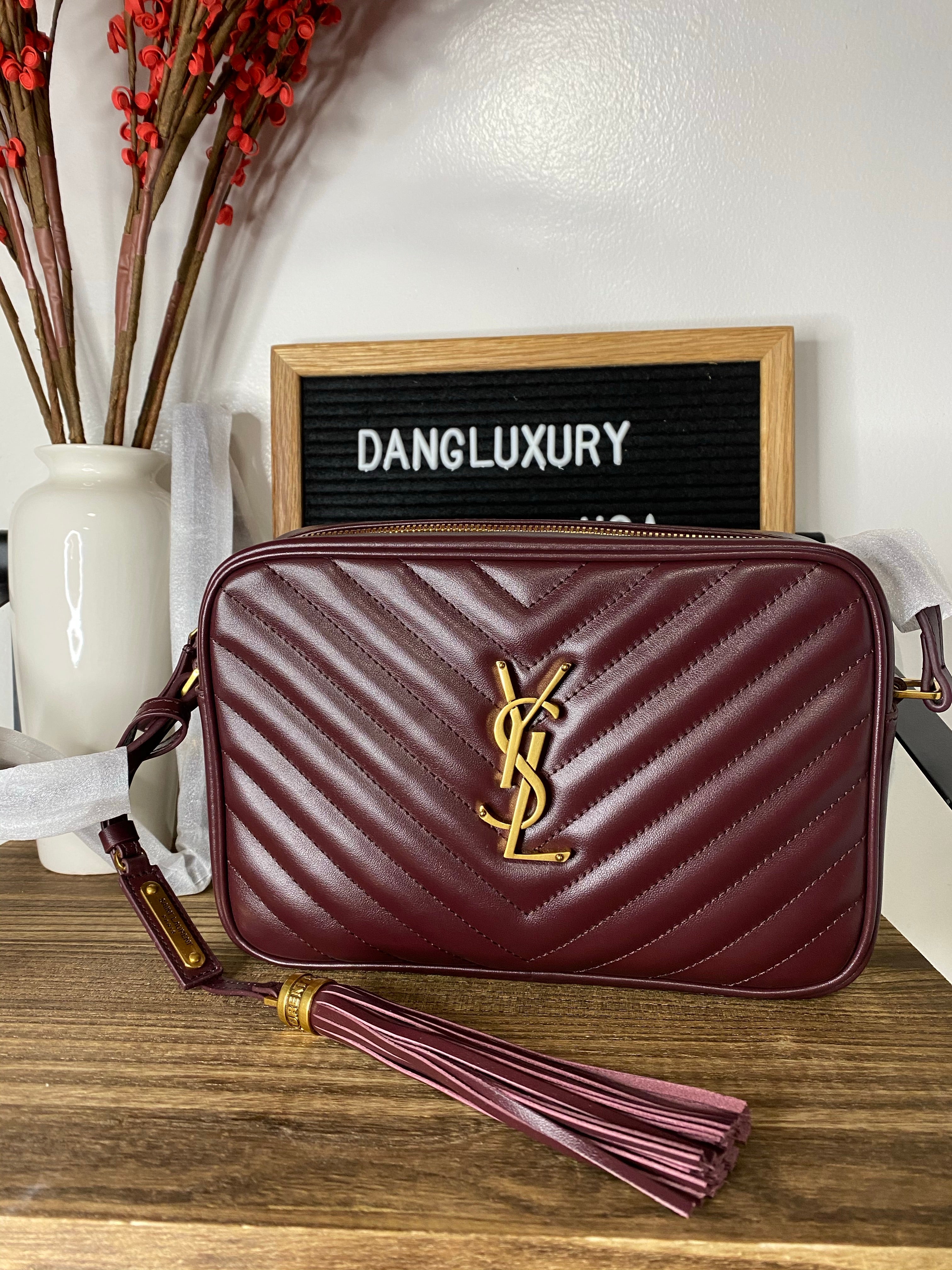 TOP Yves Saint Laurent YSL Loulou Camera Bag - Burgundy