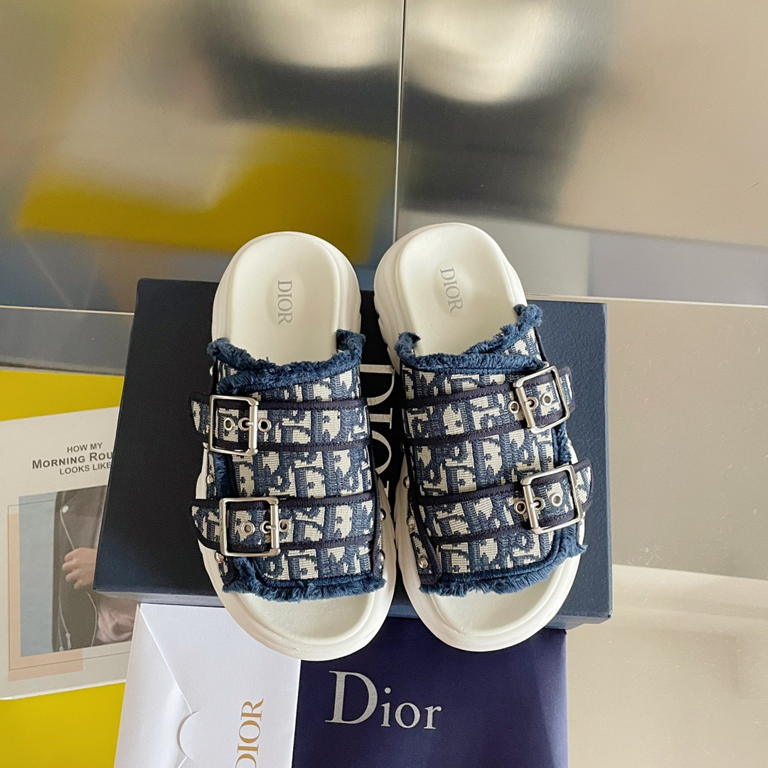 Dior  Fabric Stylish Casual Flip-flops Slide Sandal (Replica)