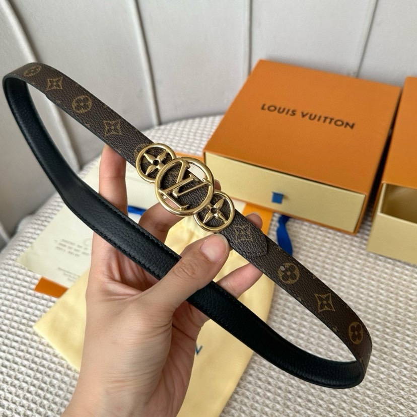 TOP Louis Vuitton LV Calfskin Double-sided Belts - 2.0CM - Brown