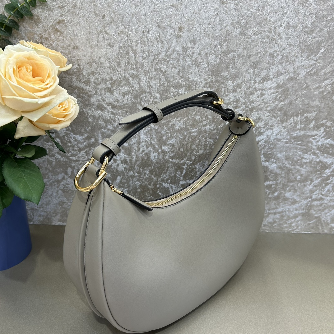 TOP FENDI Classic Metal Logo Fendigraphy Bags - 2 Sizes - Grey&GHW