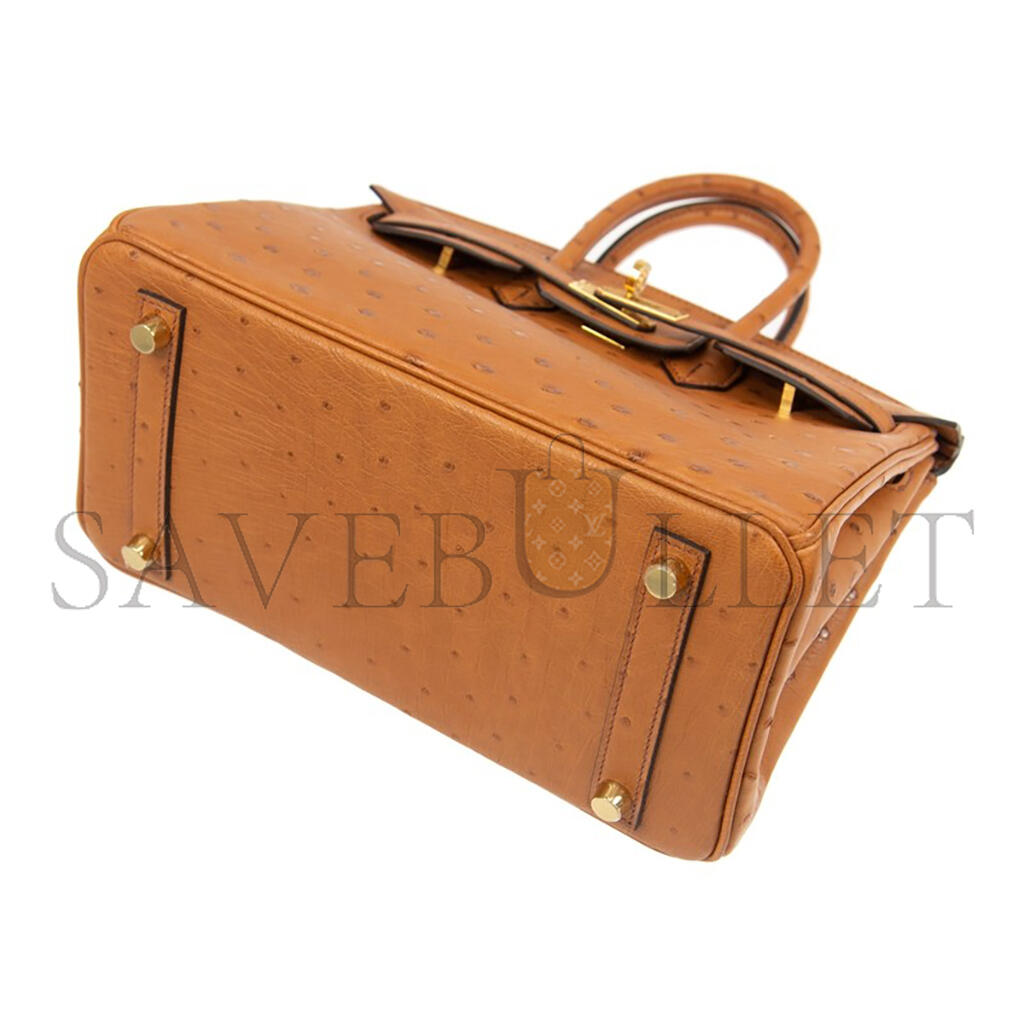 HERMÈS MASTER BIRKIN 30 OSTRICH LEATHER EARTHY YELLOW GOLD BUCKLE H041933CK69 (30*22*16cm)