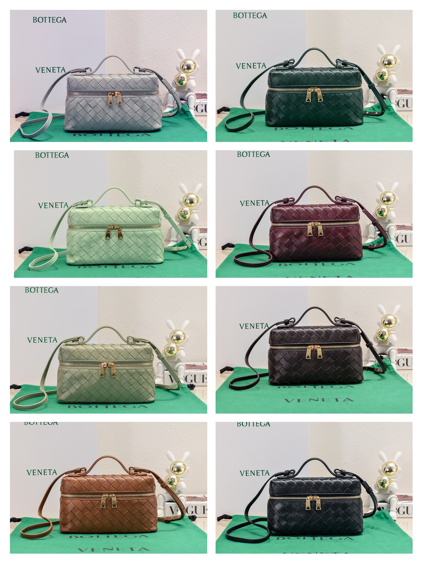 TOP Bottega Veneta Woven Zipper Crossbody Bag 22x12.5x5cm - 8 Colors