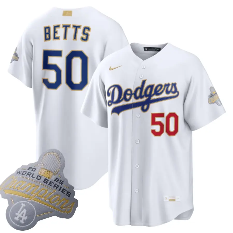 Los Angeles Dodgers Mookie Betts White 2026 Gold Collection Jersey