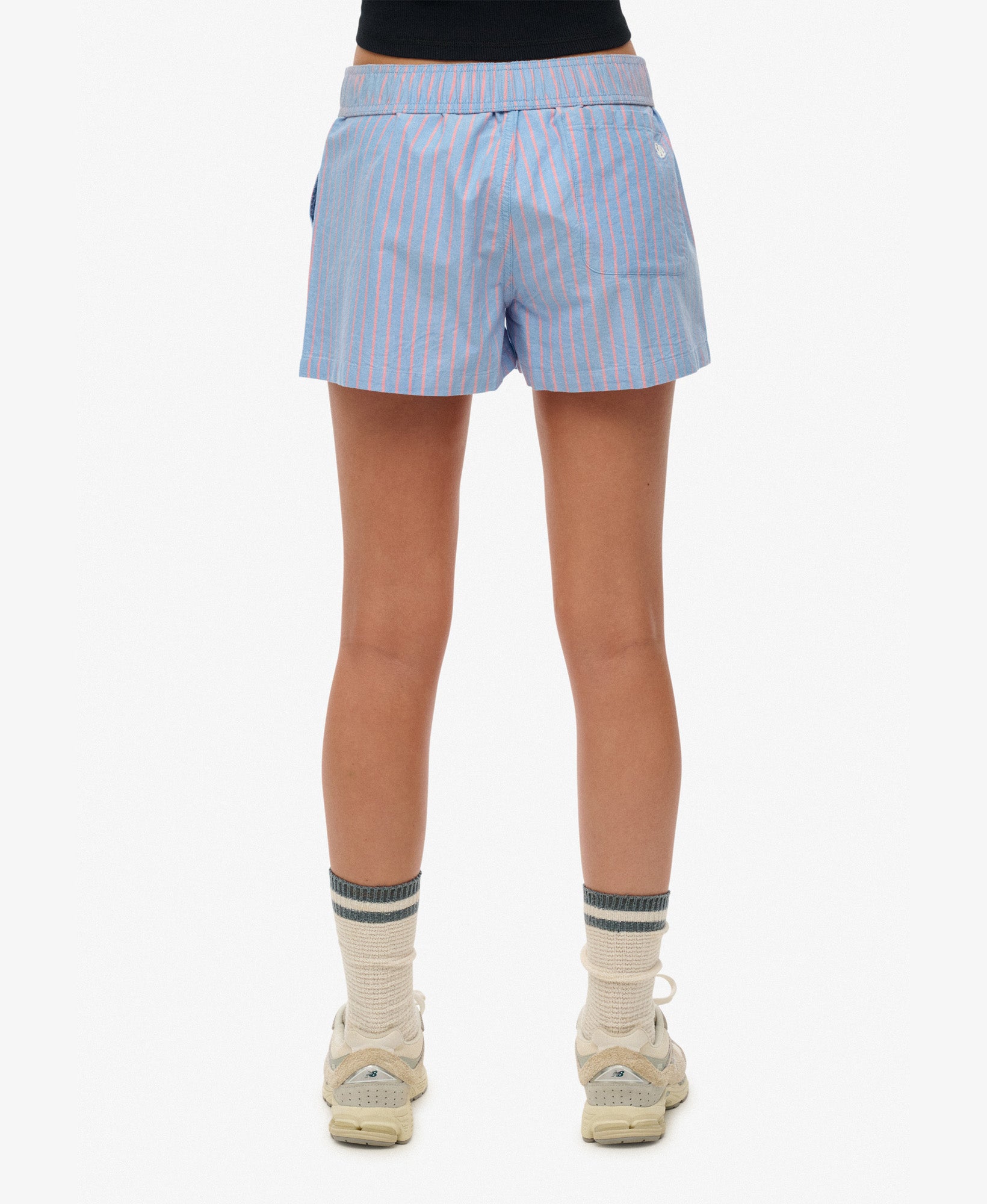 Cotton Stripe Elastic Short | Blue/Pink Stripe