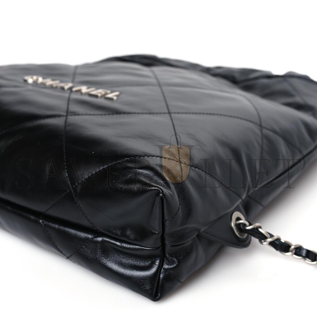 CHANEL MASTER SHINY CALFSKIN QUILTED CHANEL 22 BACKPACK BLACK (34*29*10.5cm)