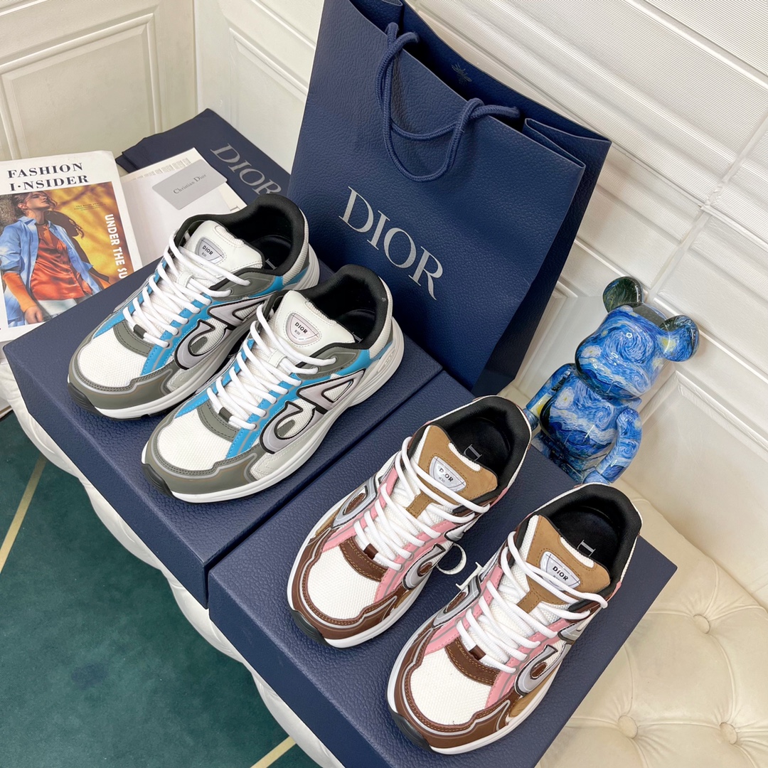 TOP Christian Dior Leather Fabric Breathable Mesh Sports Shoes - Two Colors