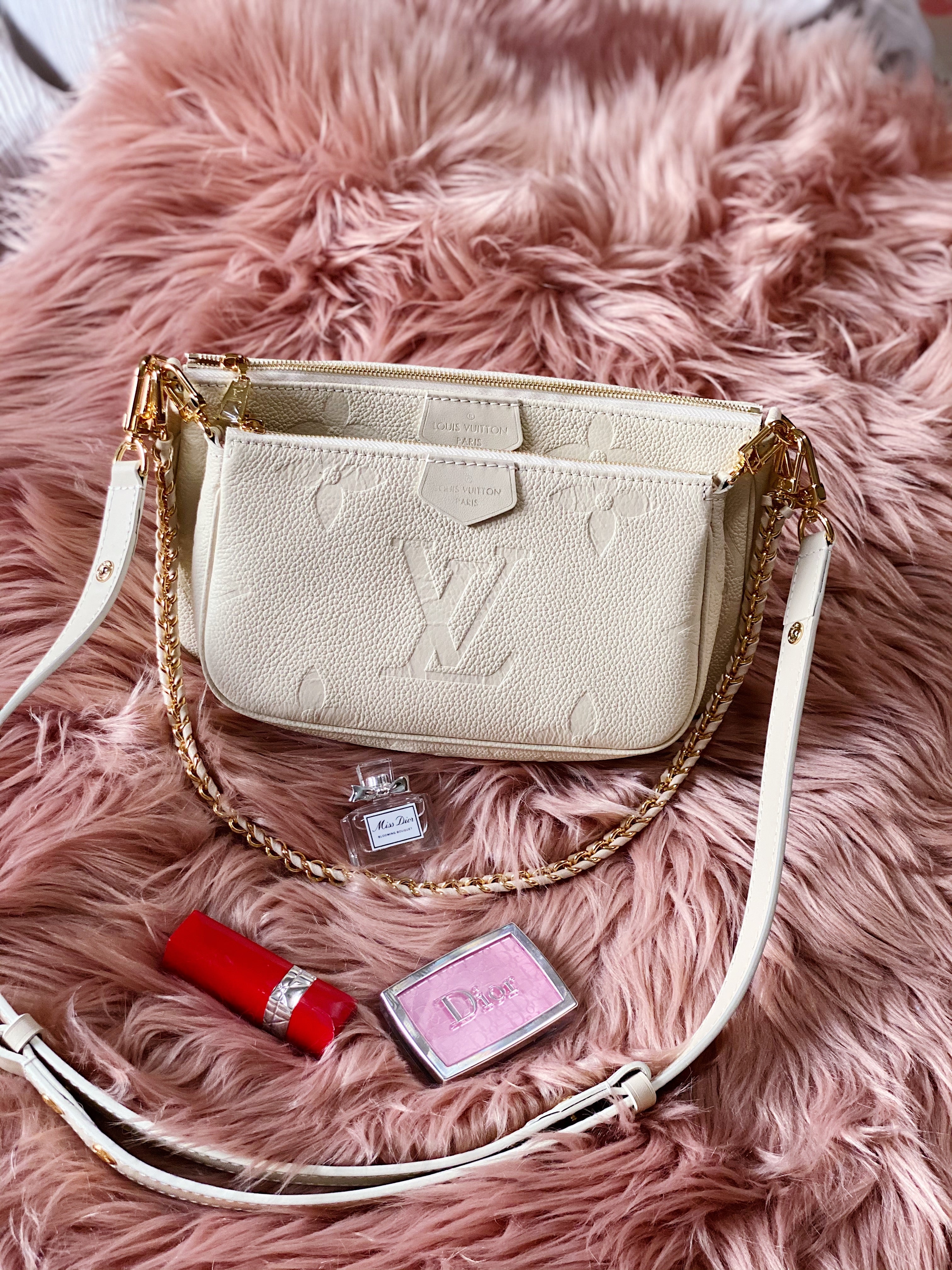 TOP Louis Vuitton LV £V Empreinte Multi Pochette Giant Monogram 21X12X3cm- White