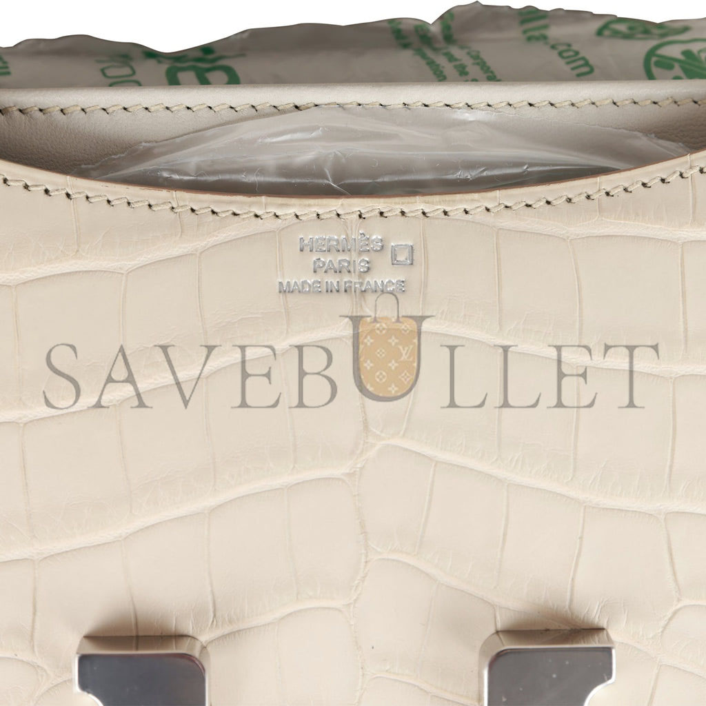HERMES MASTER CONSTANCE 18 MATTE ALLIGATOR PALLADIUM HARDWARE (18*15*4cm)