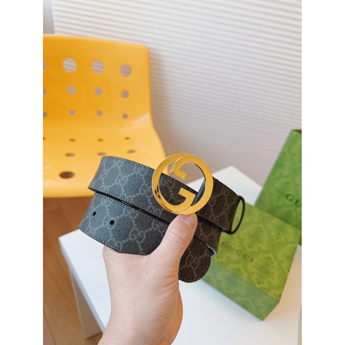 Gucci Classic Printed Cowhide Stainless Steel Belt 38MM