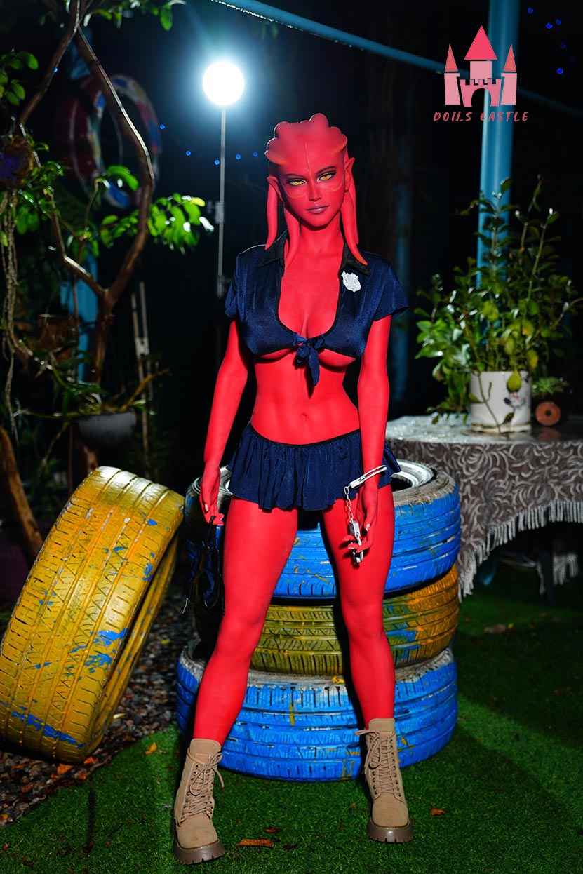 US In Stock - 160cm/5ft3 F-cup Red Skinned Alien TPE Sex Doll - #A9