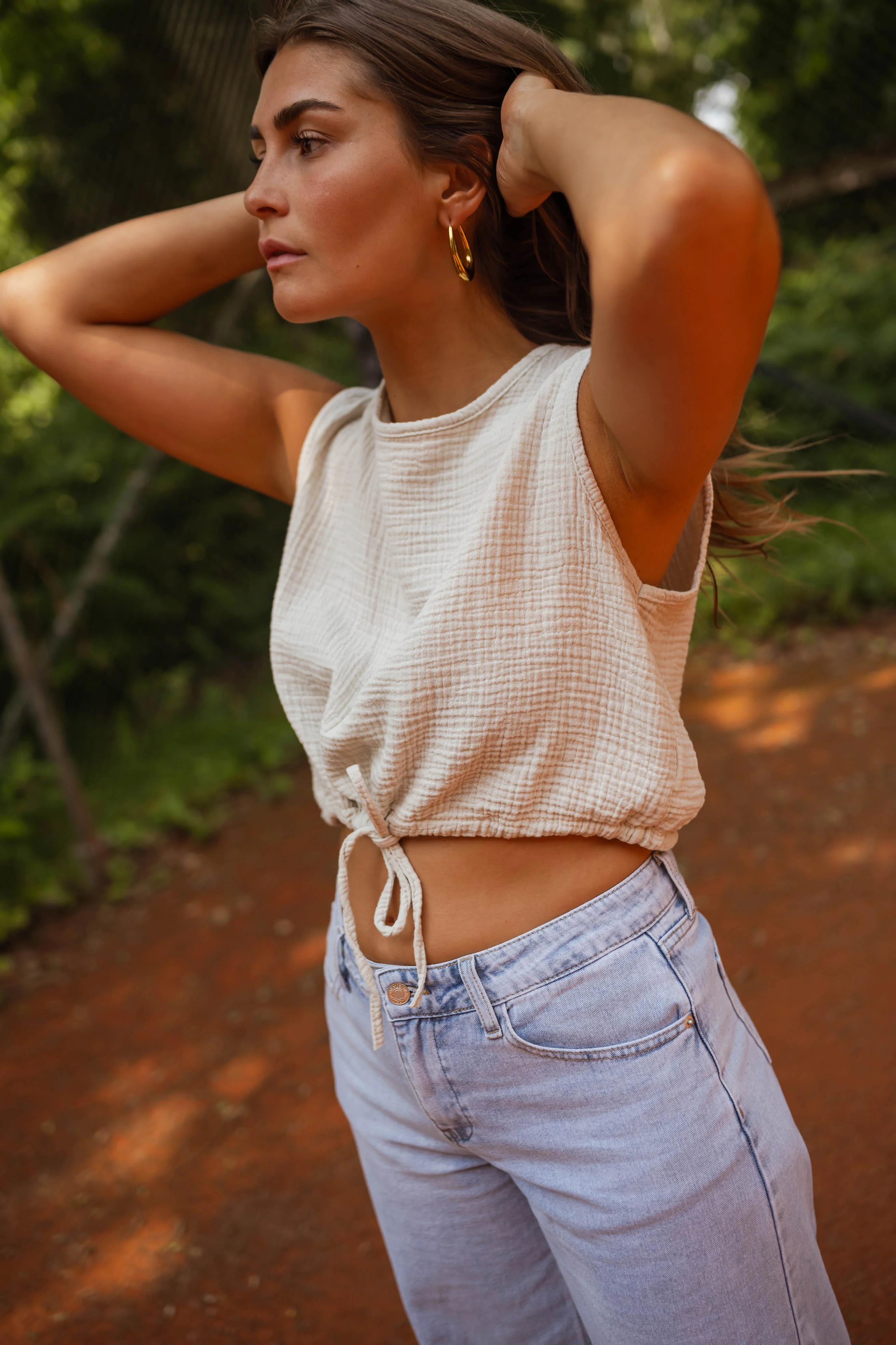 Salma top - beige cotton gaze