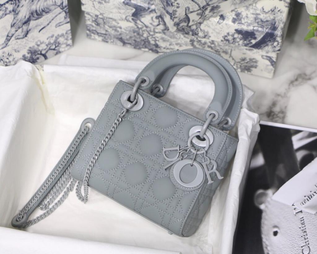 TOP Christian Dior Lady Christian Dior Bag Matte Mini - Grey