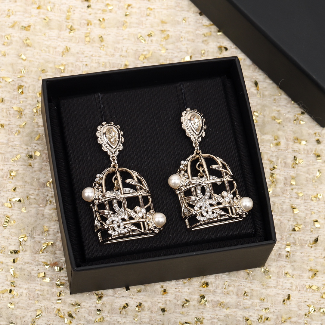 TOP CHANEL Birdcage Earrings - Silver
