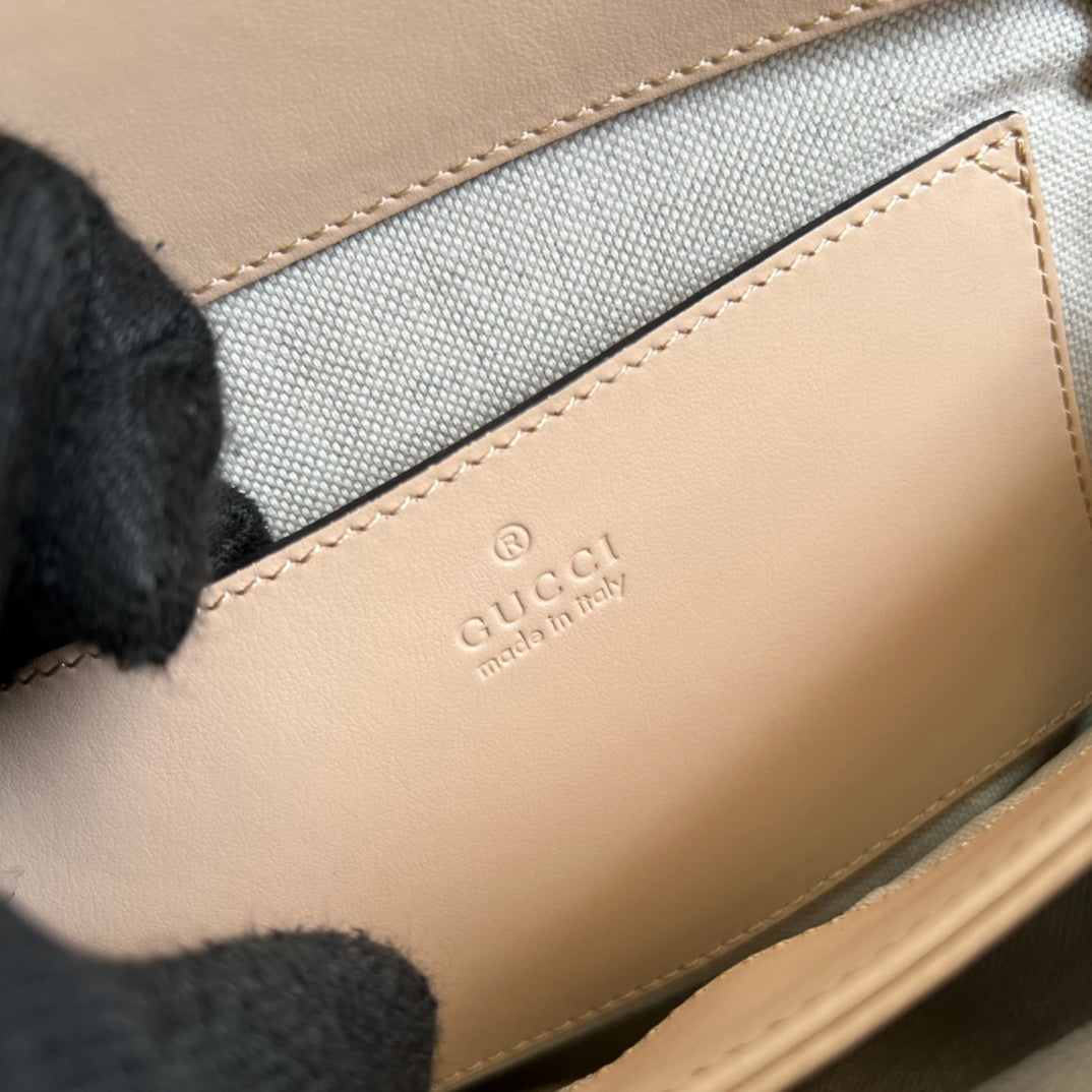 TOP GUCCI GG Matelasse Leather Shoulder Bag - Beige