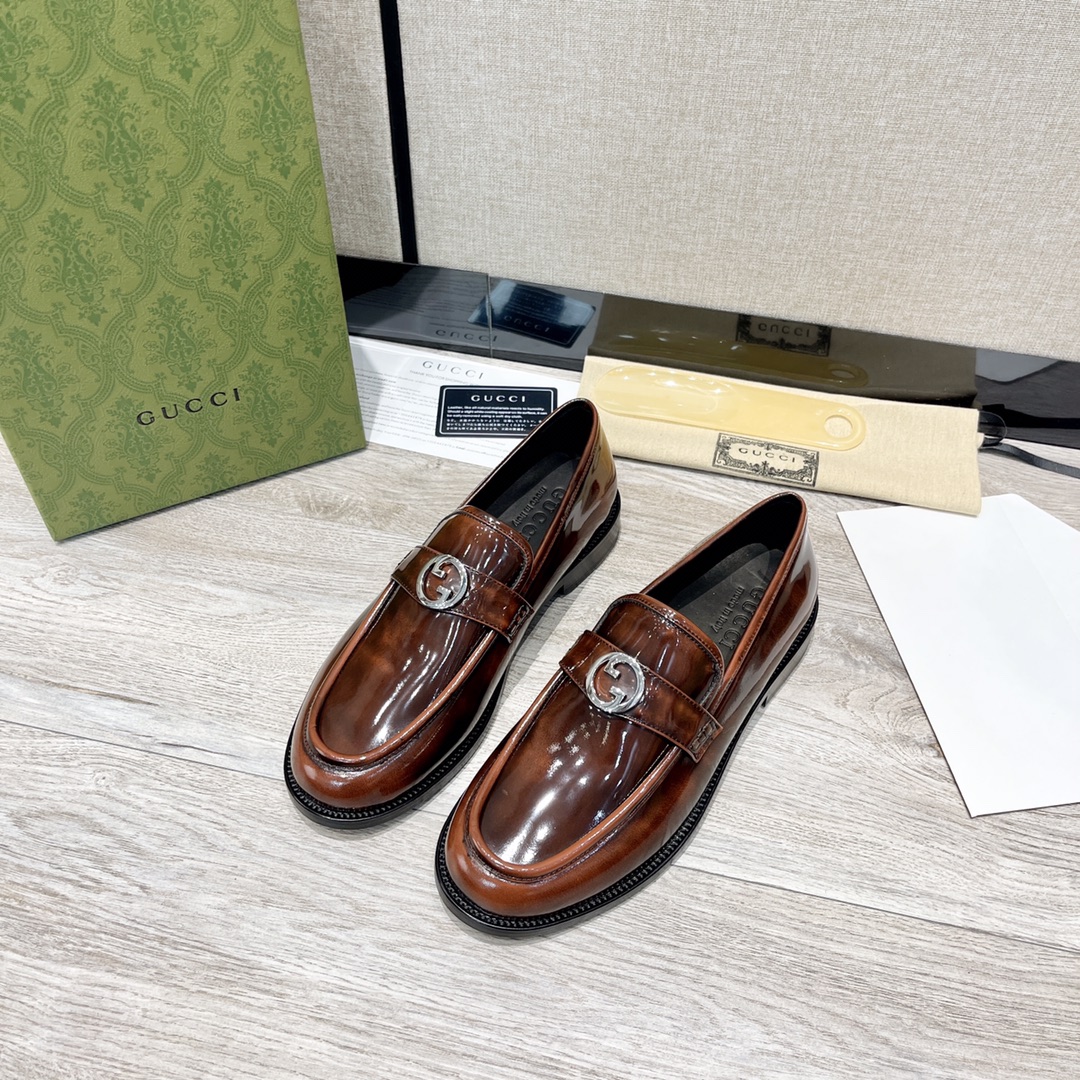 TOP GUCCI Men's Cowhide Loafers