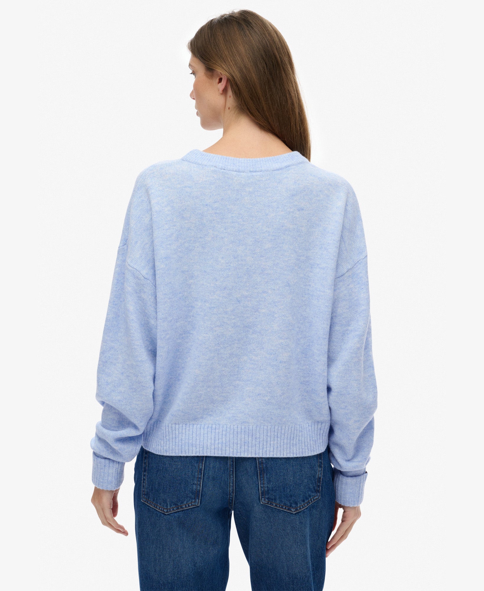 Slouchy Crew Neck Jumper | Pastel Blue Twist