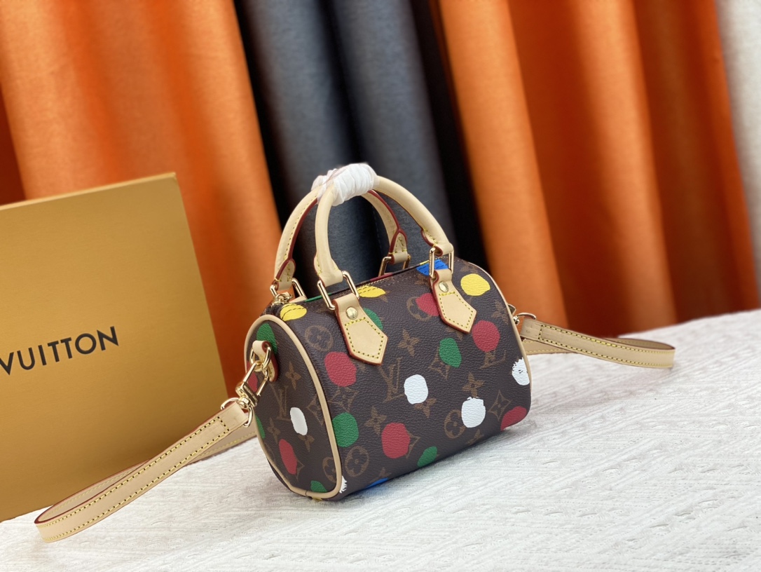 TOP Louis Vuitton LV LV x YK Nano Speedy Bag 16x10x7.5cm-Brown