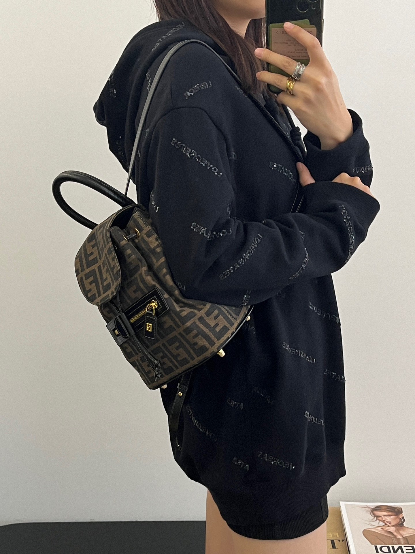 TOP FENDI Mini Retro Backpack - 18.5x24x10cm