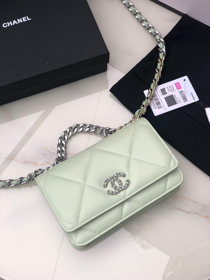 TOP CHANEL 19 WOC Bag - Light Mint Silver Buckle