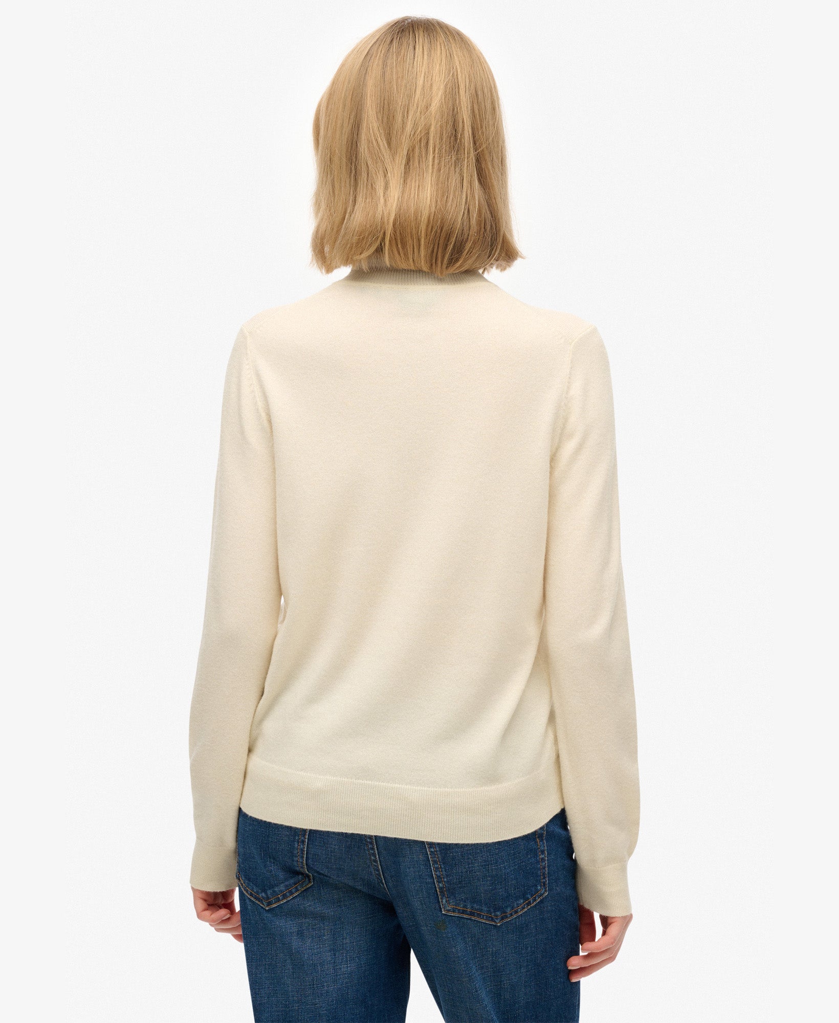 Classic Turtle Neck Jumper | Cream Marle