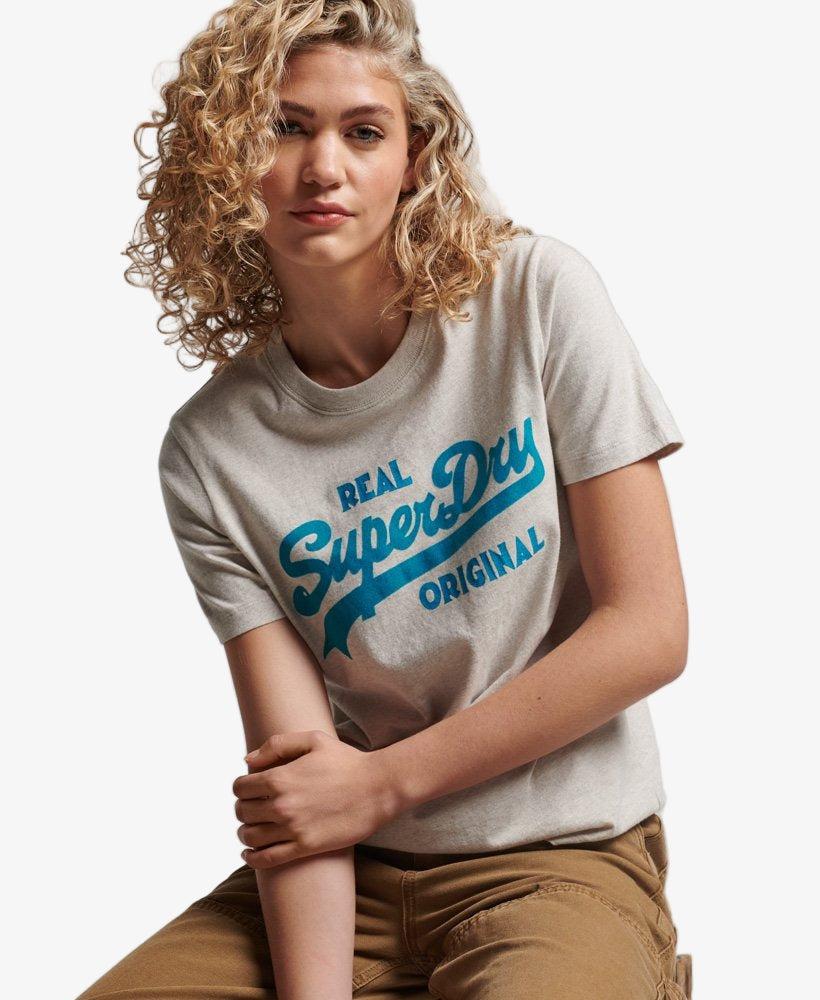 Vintage Logo Scripted College Tee | Oatmeal Marle