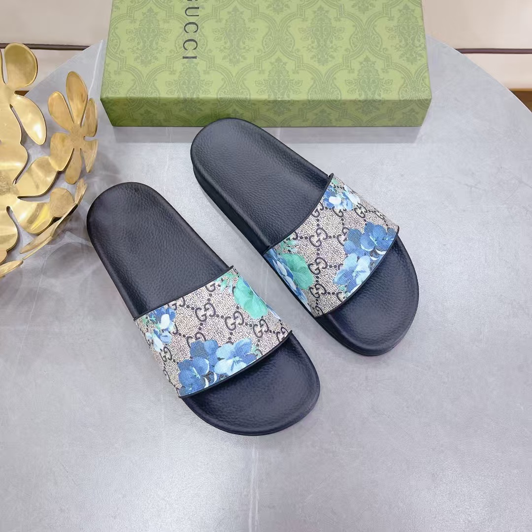 TOP GUCCI Flower Slide-  Black
