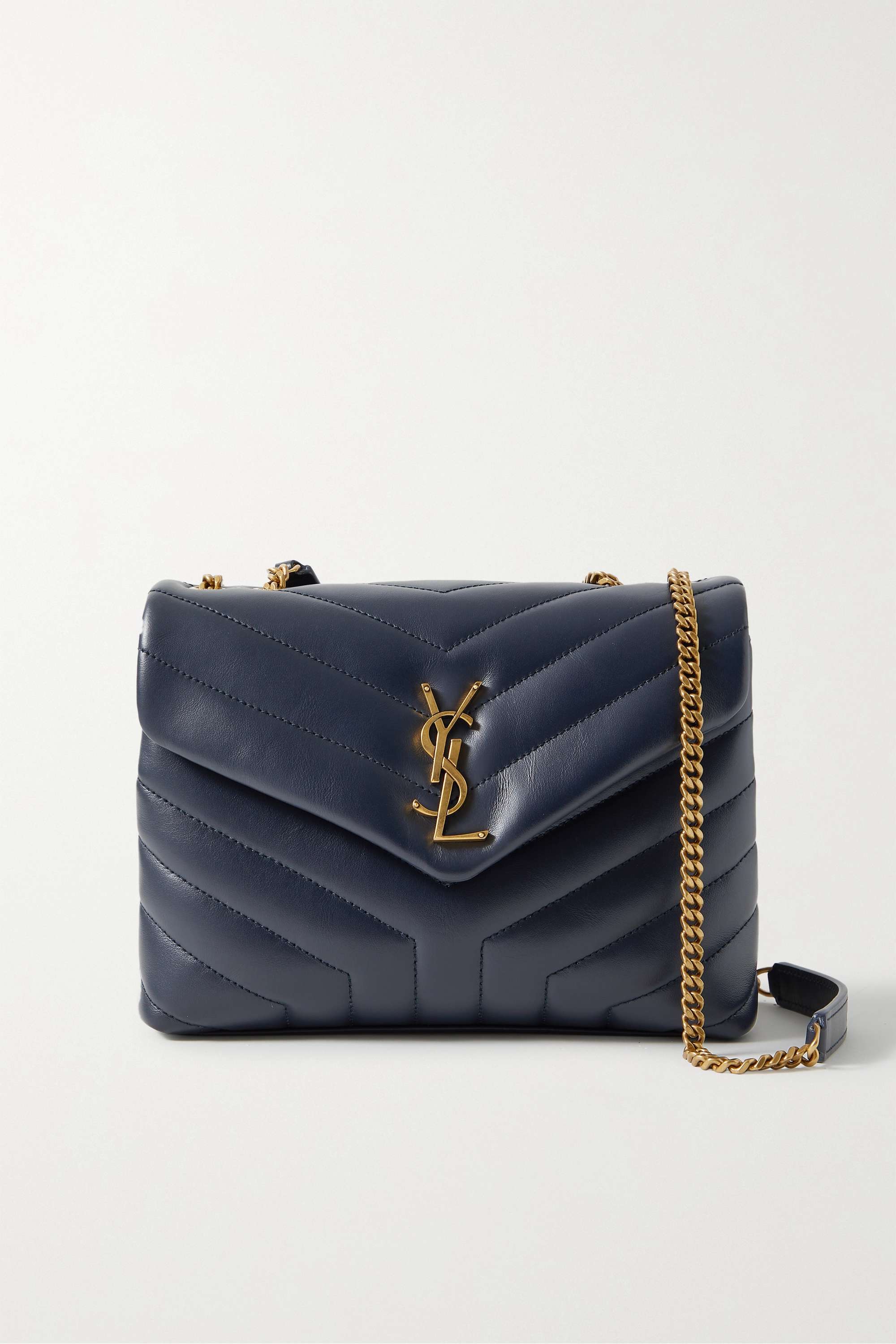 SAINT LAURENT YSL Loulou small quilted leather shoulder bag navy