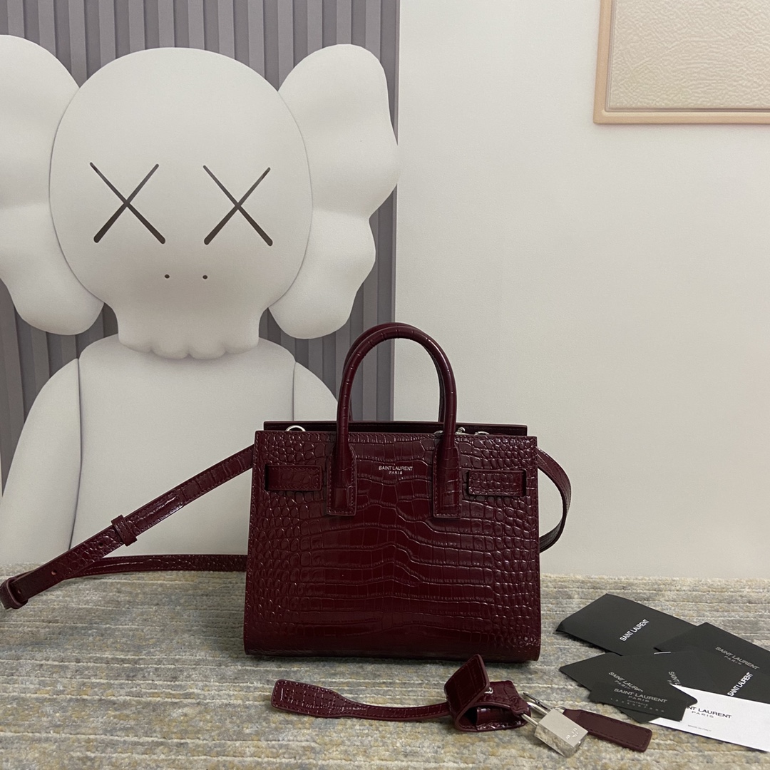 TOP Yves Saint Laurent YSL Sac De Jour Crocodile Handbag