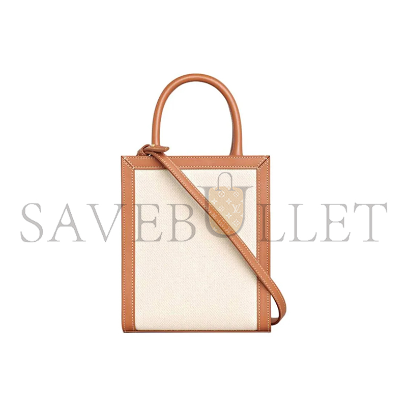CELINE MINI TOTE IN CABAS TRIOMPHE CANVAS AND CALFSKIN 193302BNZ.02NT (21*17*4cm)