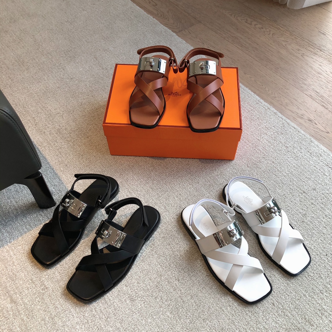TOP HERMES Calfskin Sandals - 3 Colors