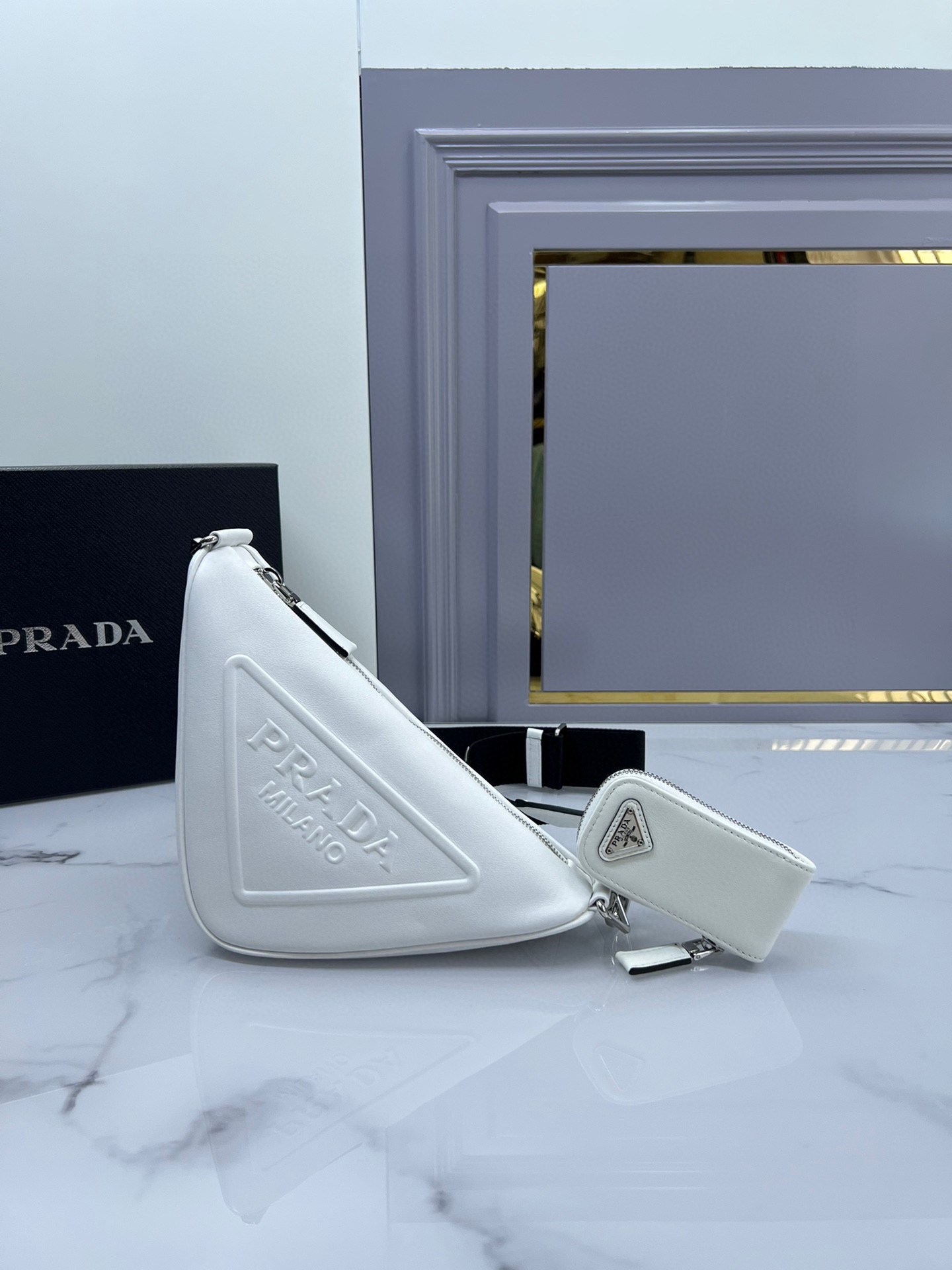 TOP PRADA Leather Triangle Bag 26x14x12cm - 3 Color
