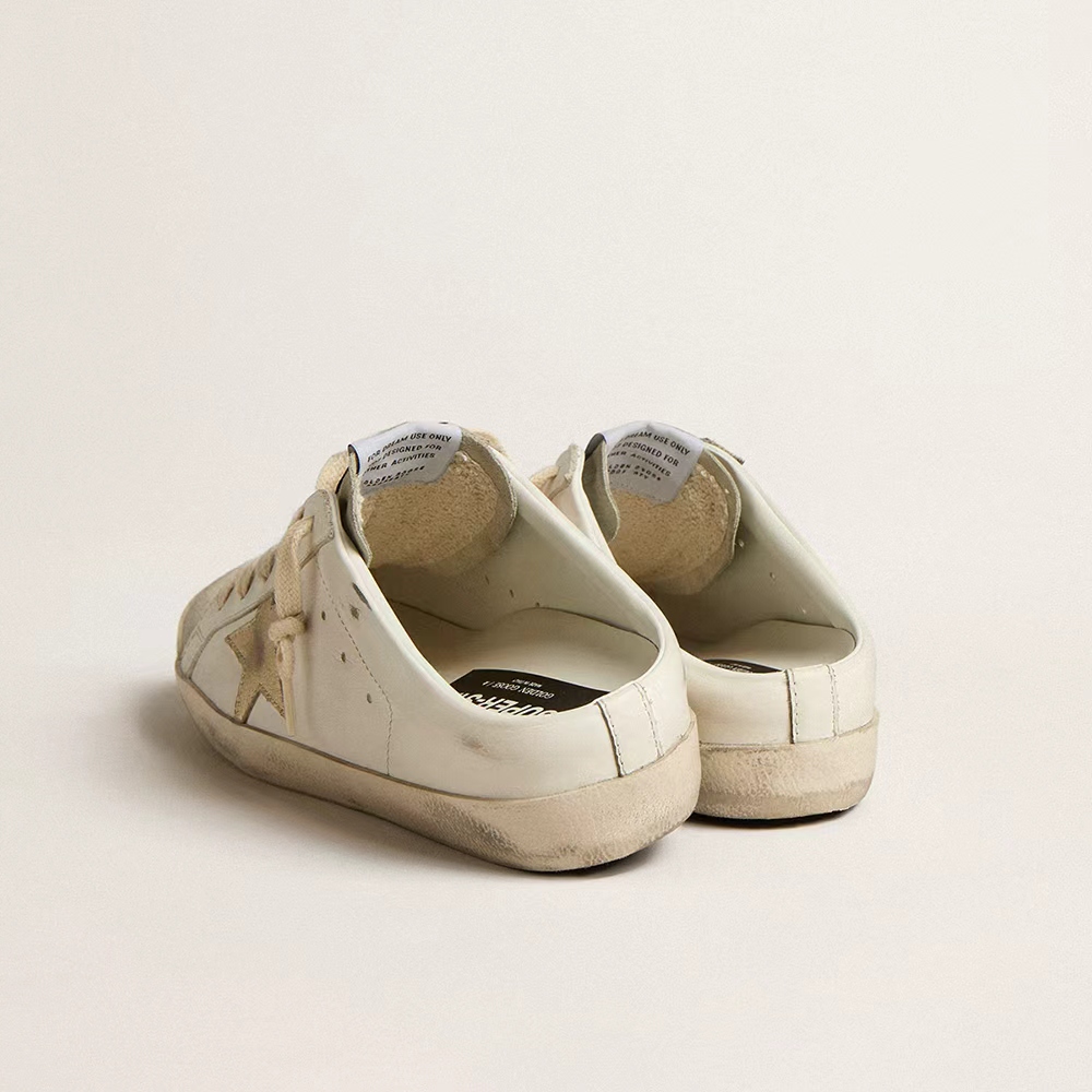 Golden Goose Super-Star Sabots with platinum star and ice-gray suede tongue(Replica)