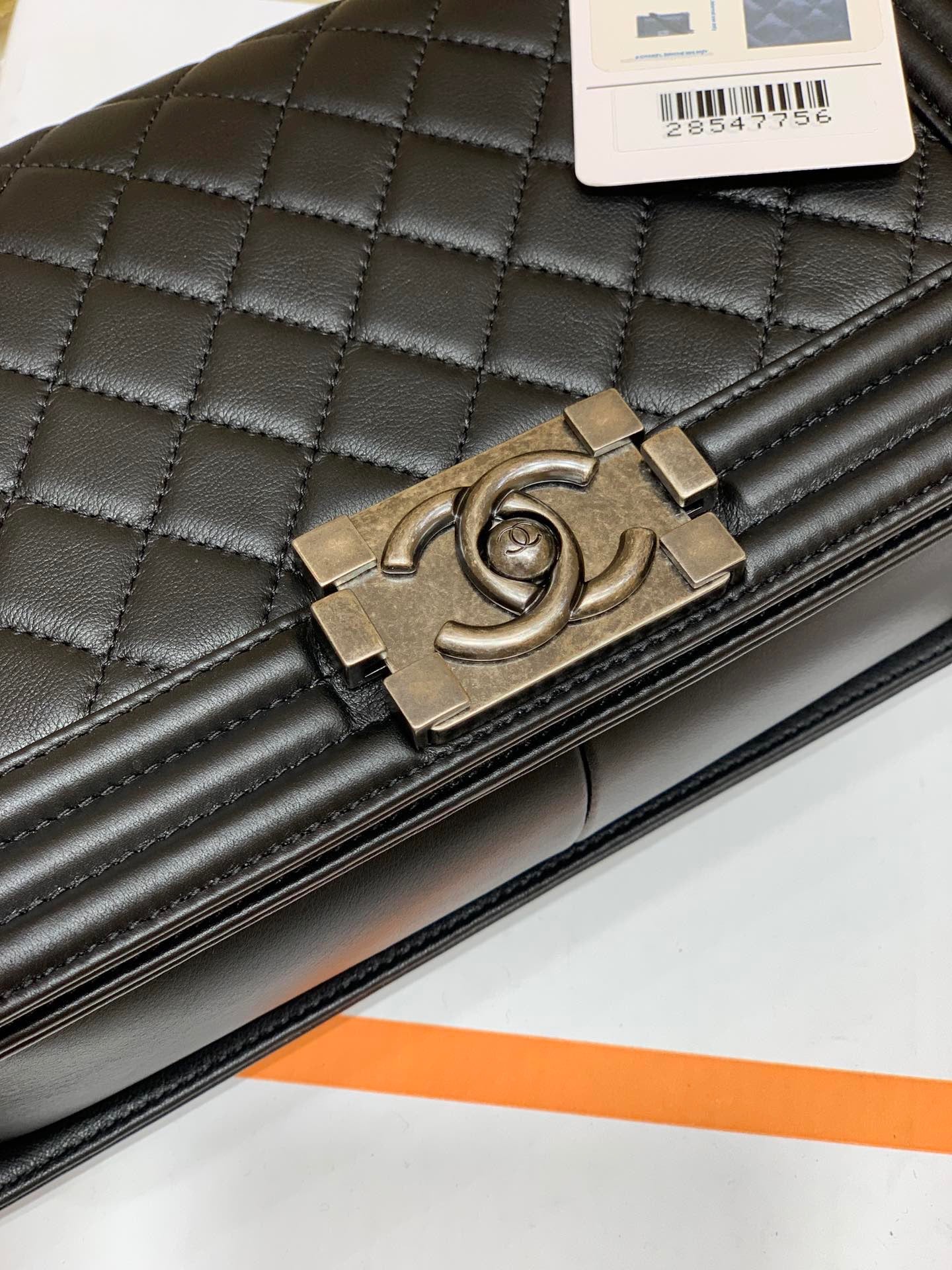 TOP CHANEL Le Boy Bag Smooth Leather  Medium 25cm  - Black & Ruthenium Hardware