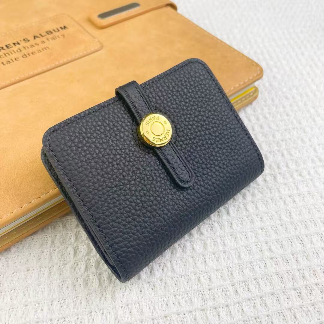 Hermès Gold Buckle Leather Card Wallet(Replica)