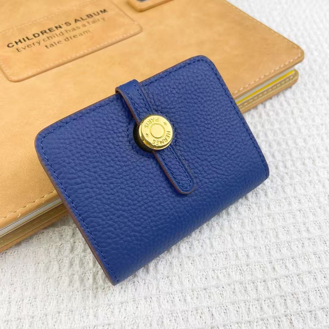 Hermès Gold Buckle Leather Card Wallet(Replica)
