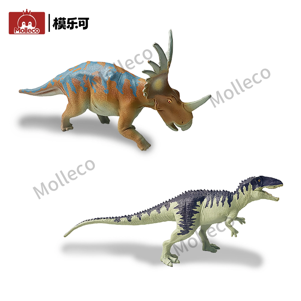 Molleco Dinosaur Figure Toys for Kids and Children Styracosaurus+Carcharodontosaurus CP0161