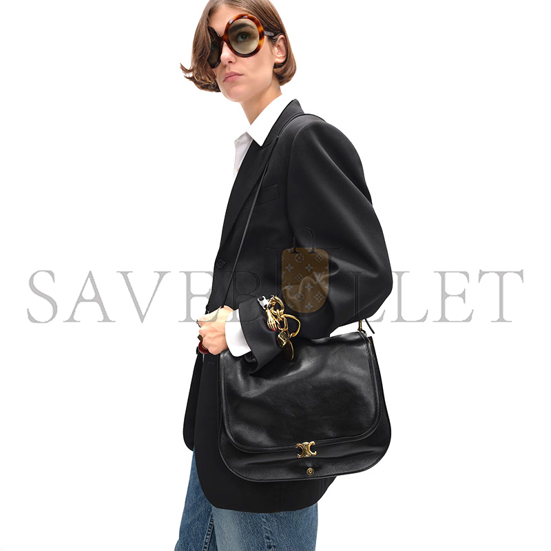 CELINE SOFT TRIOMPHE BESACE IN SUPPLE SHINY LAMBSKIN 123632T88.38NO (34*25*13cm)