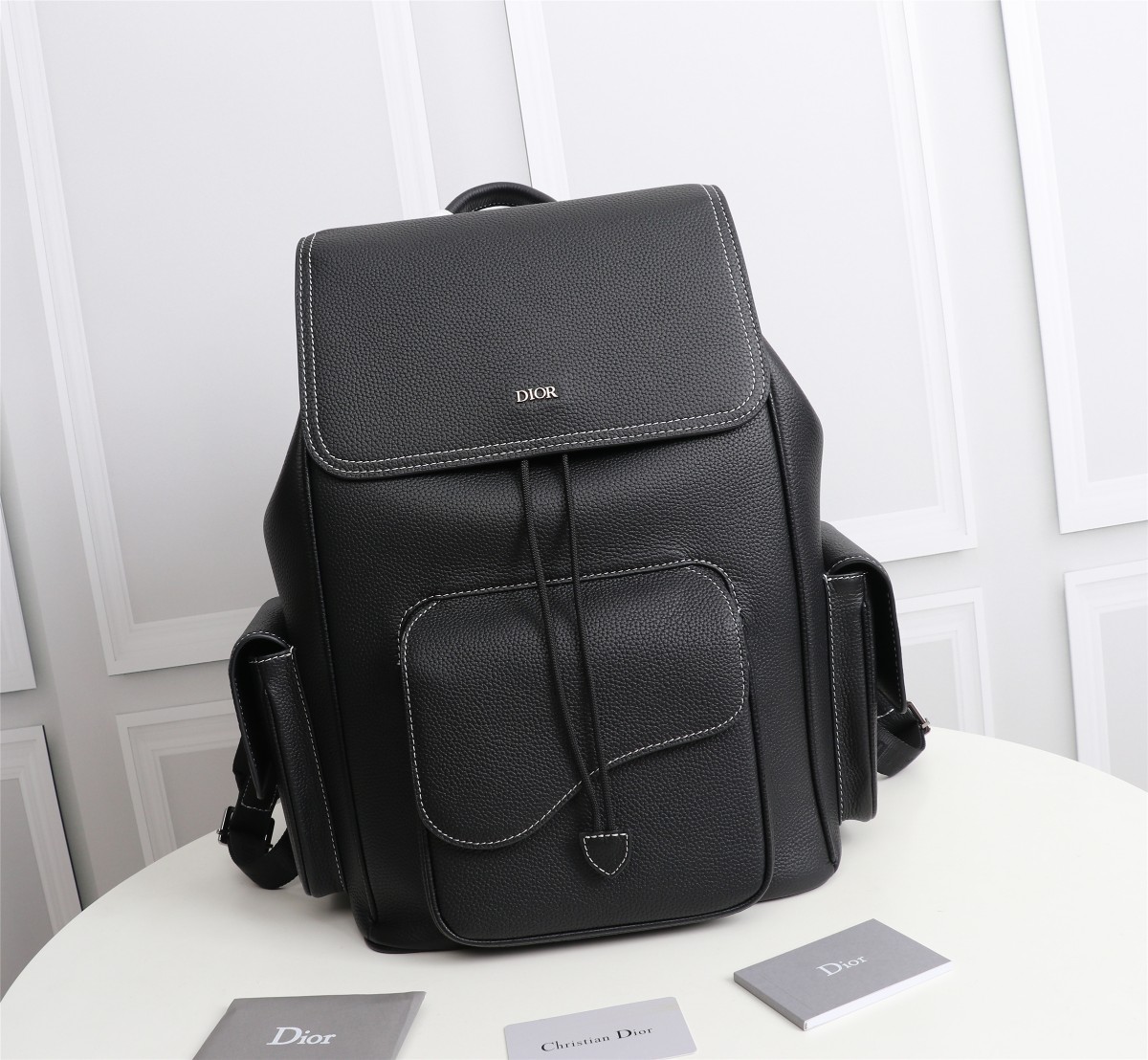 TOP Christian Dior saddle Grain Backpack 26.5×41.5×17.5 cm - Black