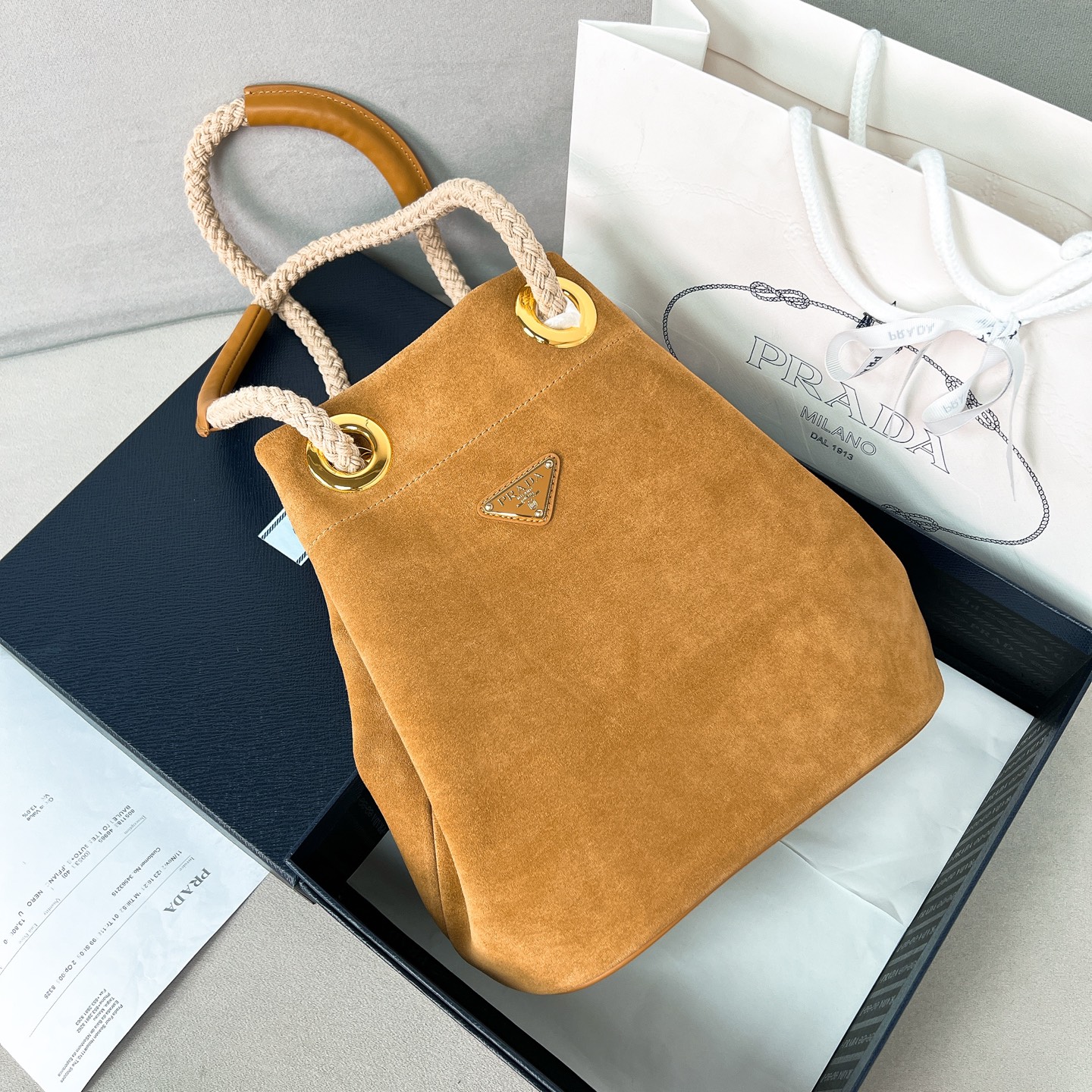 TOP PRADA Suede Bag 23.5x28x16.5cm- 2 Colors
