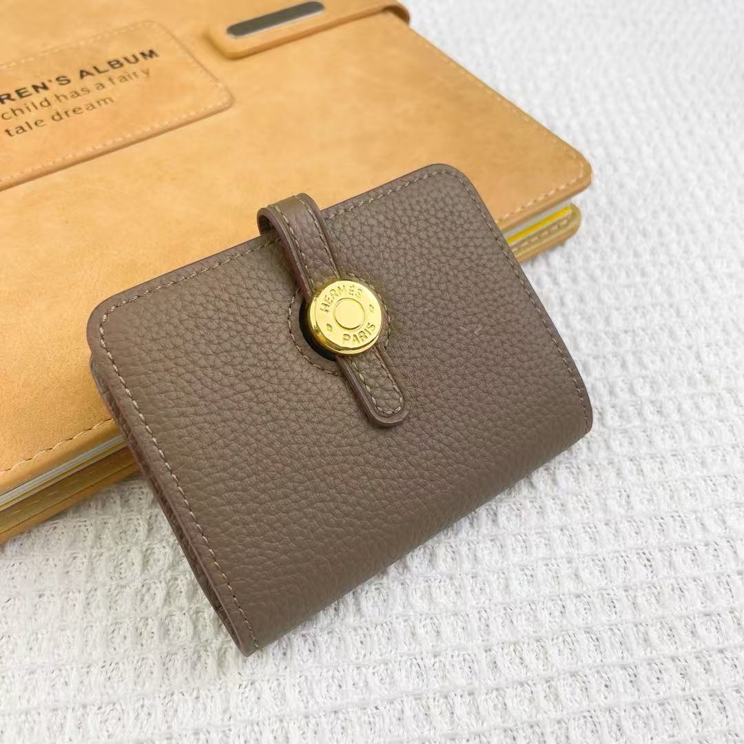 Hermès Gold Buckle Leather Card Wallet(Replica)