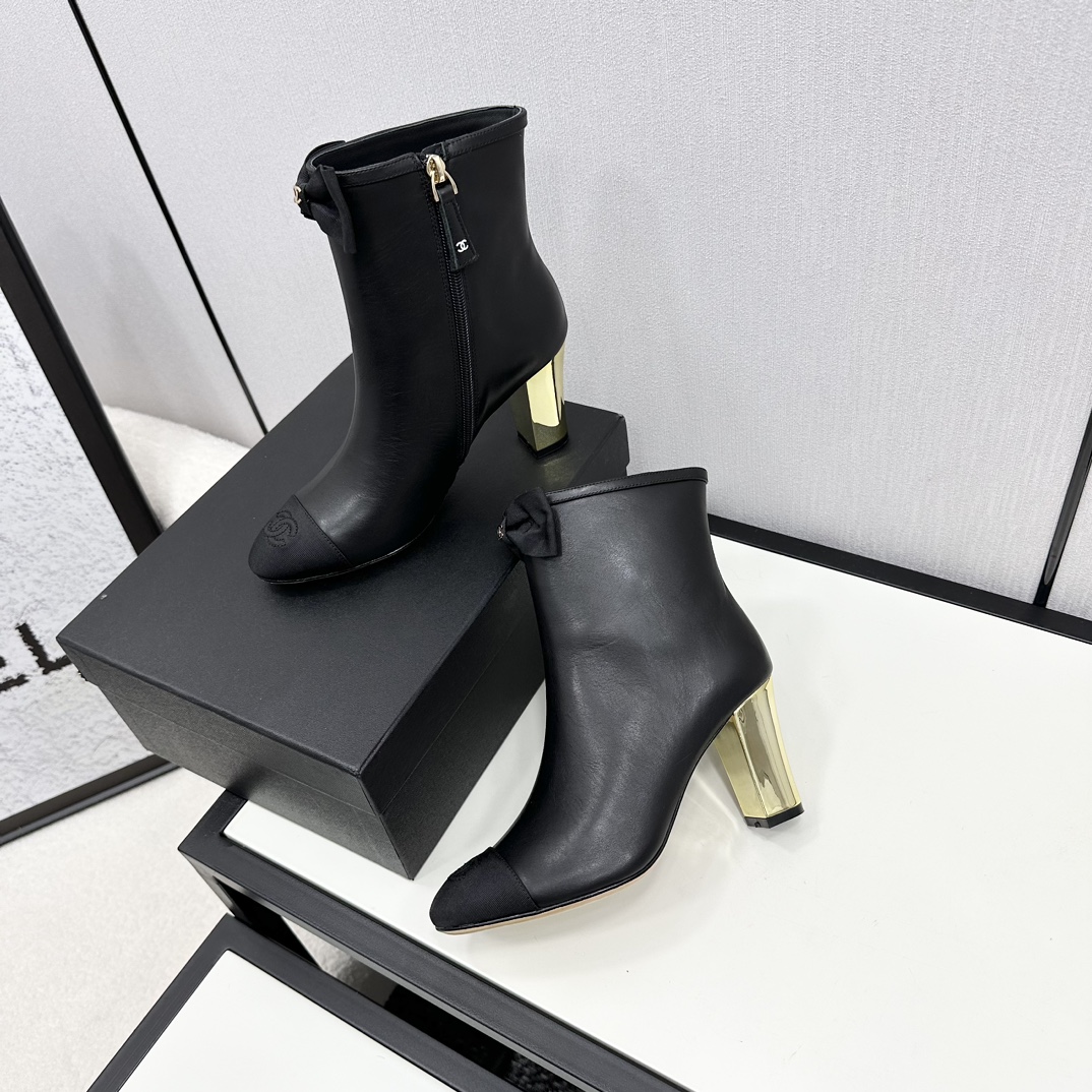 TOP CHANEL High Heel Short Boots with Bow - 3 Color