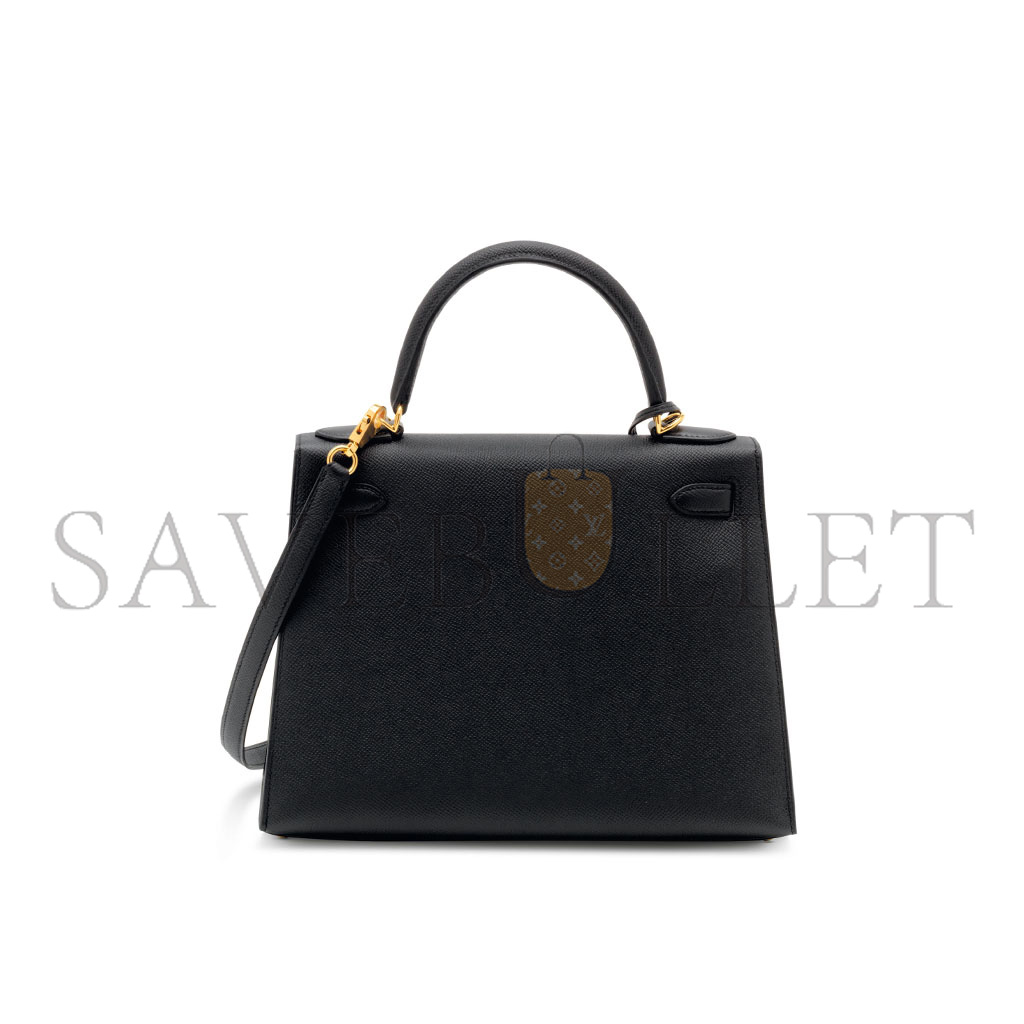 HERMÈS A BLACK EPSOM LEATHER KELLY 28 WITH GOLD HARDWARE (28*22*10cm)