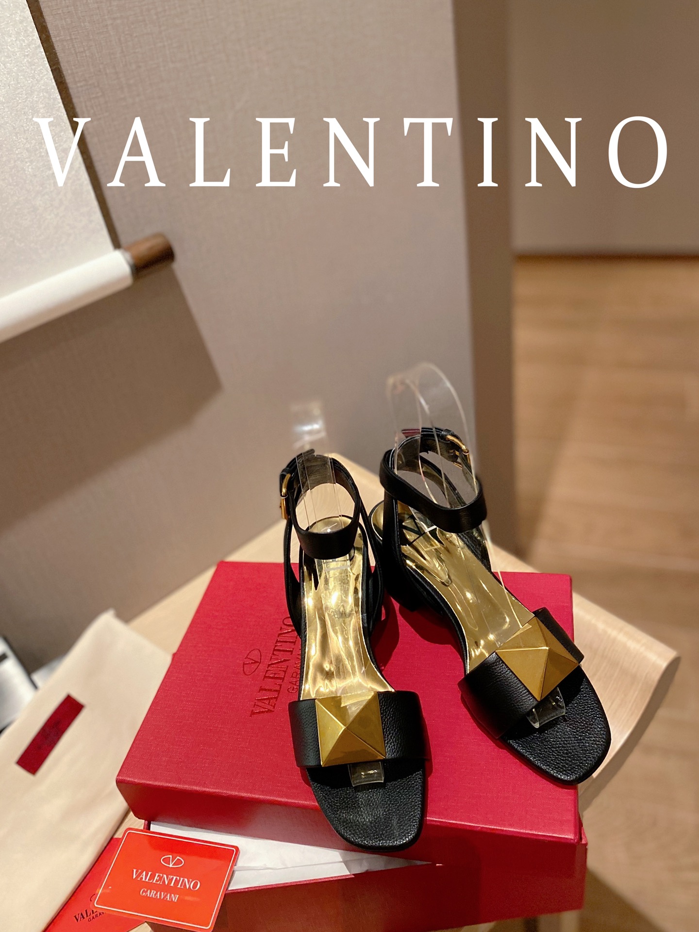 TOP VALENTINO Studded High Heel - Black