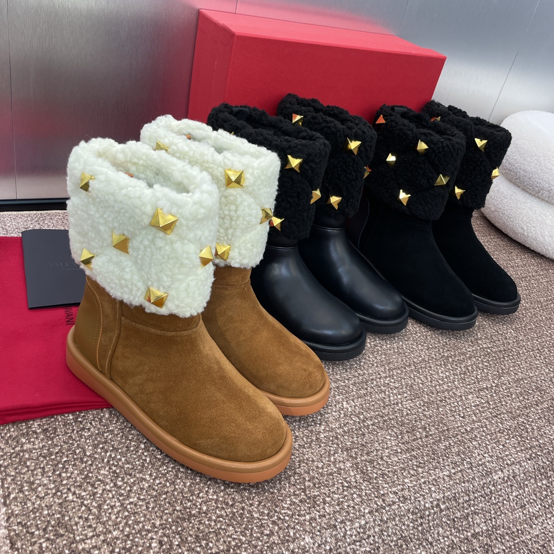 TOP VALENTINO Rivet Lambswool Snow Boots - 3cm - 3 Colors