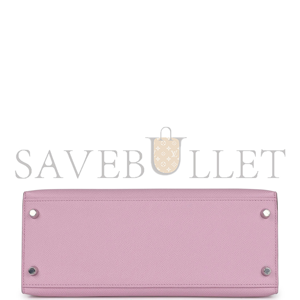 HERMÈS KELLY SELLIER 25 MAUVE SYLVESTRE EPSOM PALLADIUM HARDWARE (25*17*7cm)